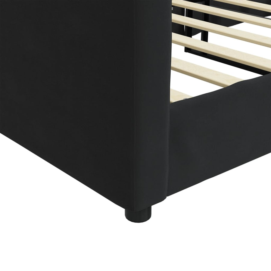 Slaapbank Fluweel 90x200 cm Zwart zonder matras