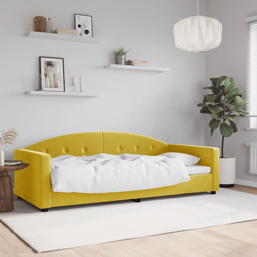 Slaapbank Fluweel 90x200 cm Geel zonder matras