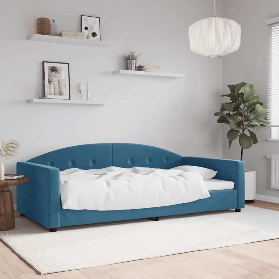 Slaapbank Fluweel 100x200 cm Blauw zonder matras