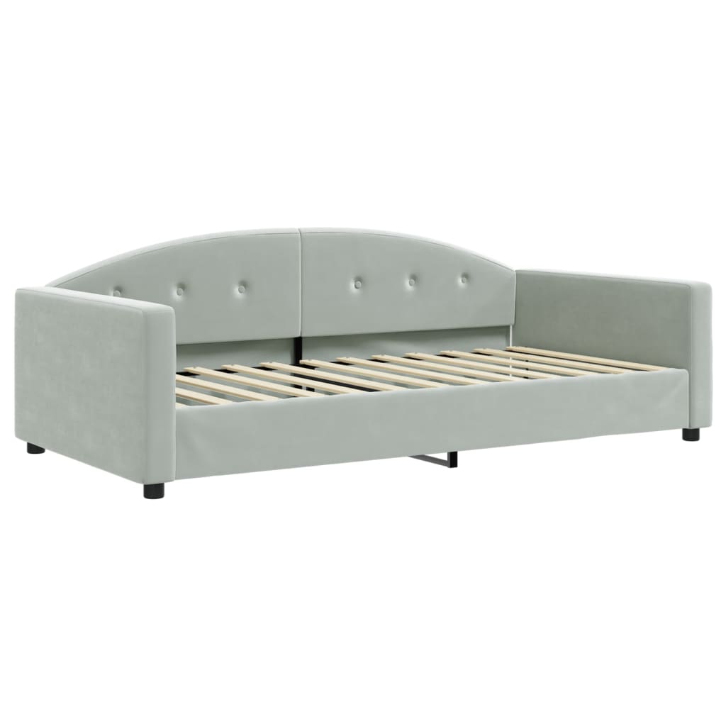 Slaapbank Fluweel 100x200 cm Lichtgrijs zonder matras