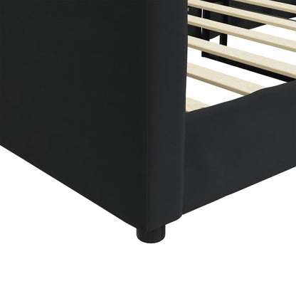 Slaapbank Fluweel 100x200 cm Zwart zonder matras