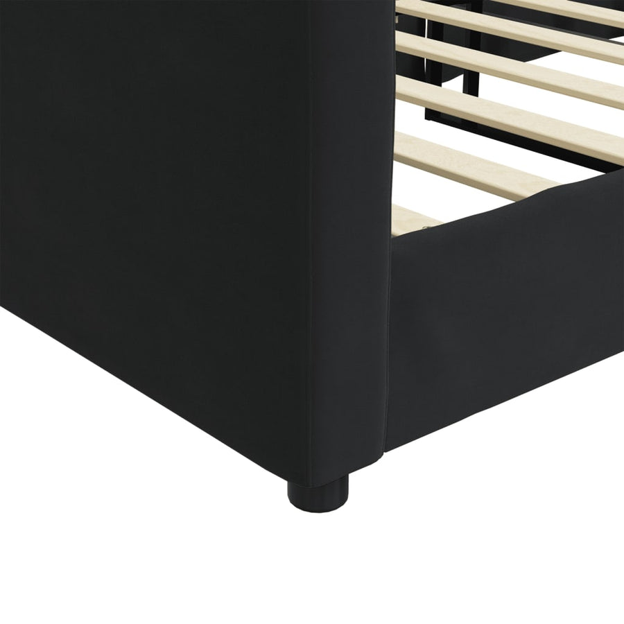 Slaapbank Fluweel 100x200 cm Zwart zonder matras