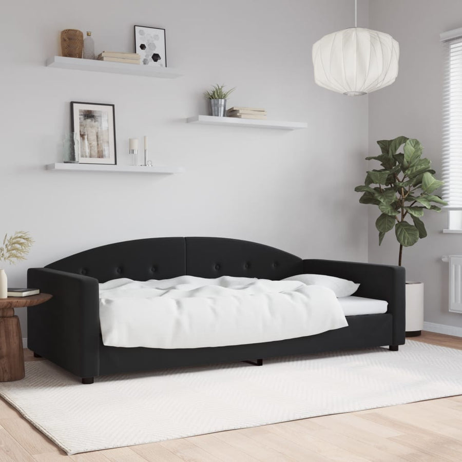 Slaapbank Fluweel 100x200 cm Zwart zonder matras