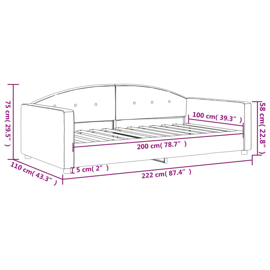 Slaapbank 100x200 cm fluweel geel