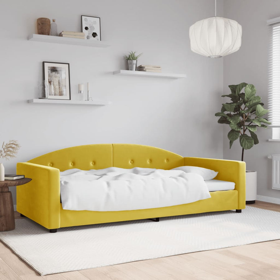 Slaapbank 100x200 cm fluweel geel