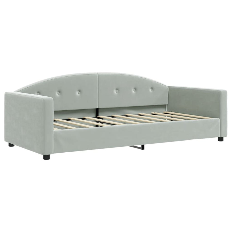 Slaapbank Fluweel 90x190 cm Lichtgrijs zonder matras