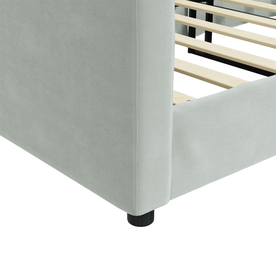 Slaapbank Fluweel 90x190 cm Lichtgrijs zonder matras