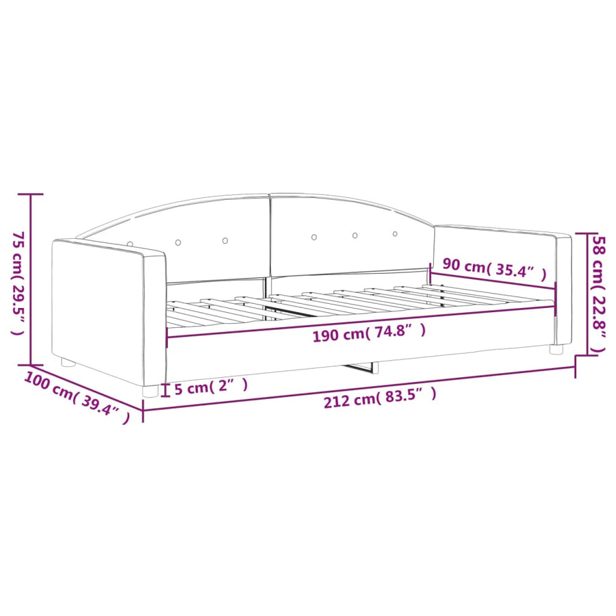 Slaapbank Fluweel 90x190 cm Lichtgrijs zonder matras