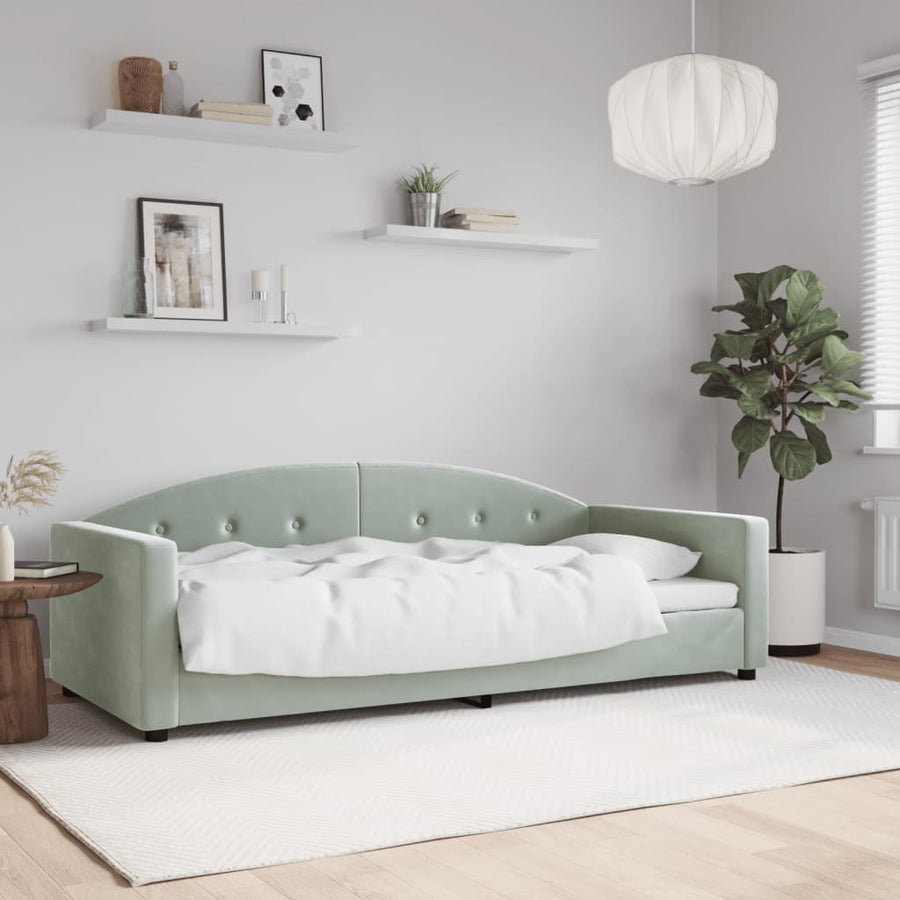 Slaapbank Fluweel 90x190 cm Lichtgrijs zonder matras