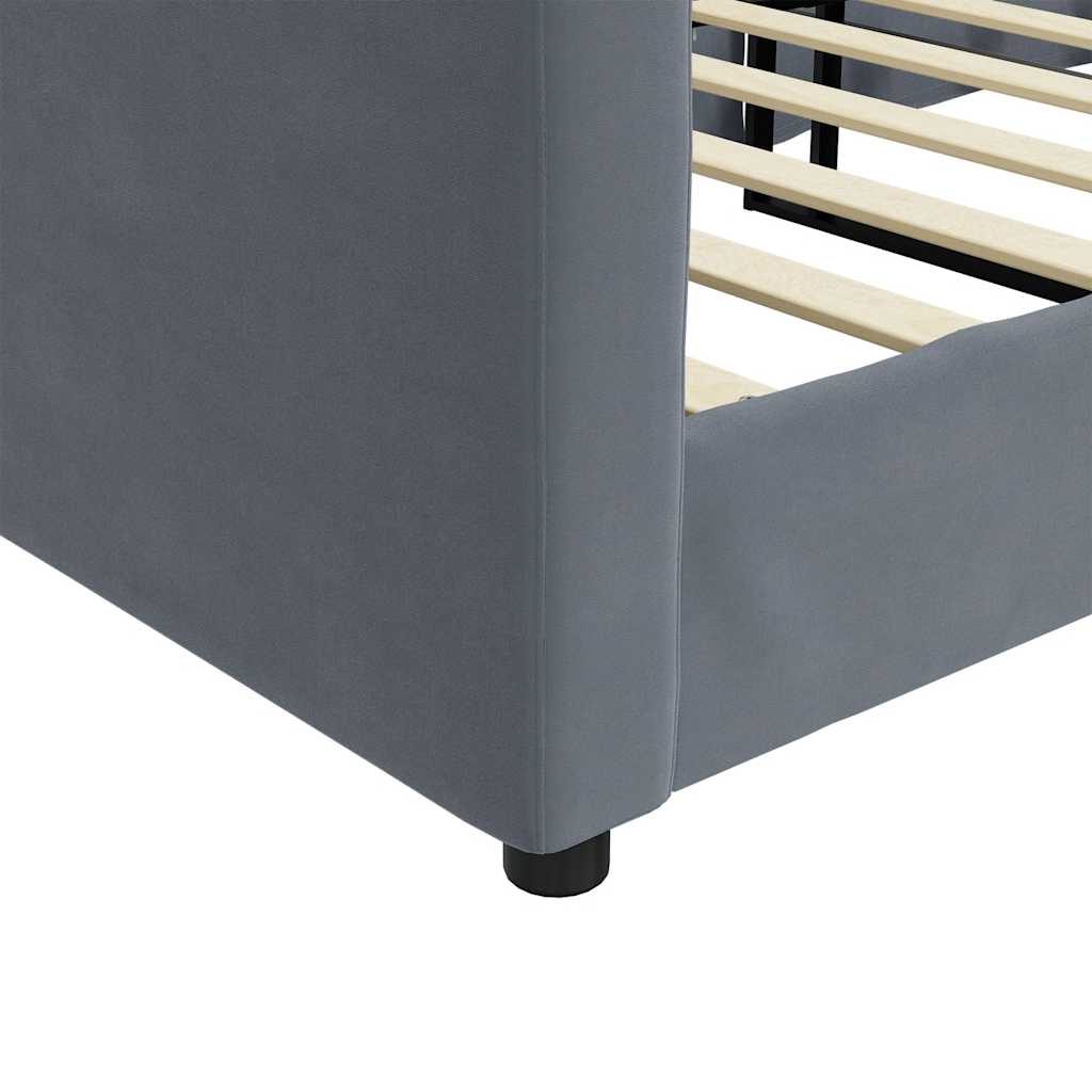 Slaapbank Fluweel 90 x 190 cm Donkergrijs