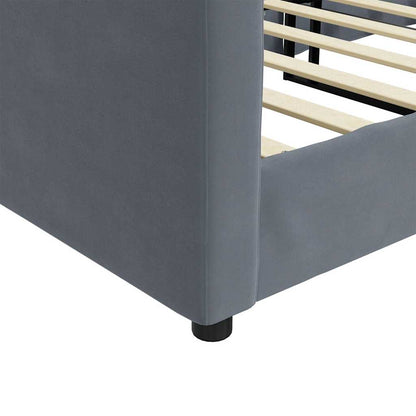 Slaapbank Fluweel 90 x 190 cm Donkergrijs