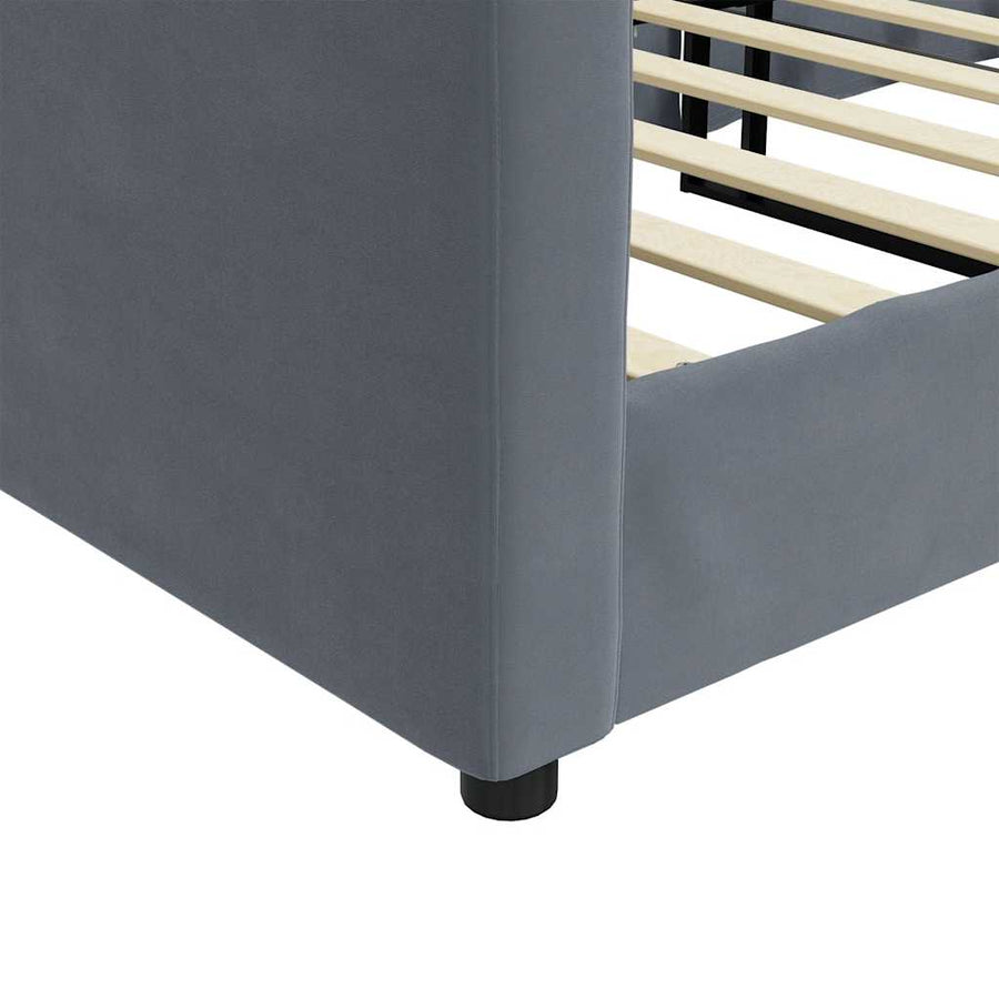 Slaapbank Fluweel 90 x 190 cm Donkergrijs