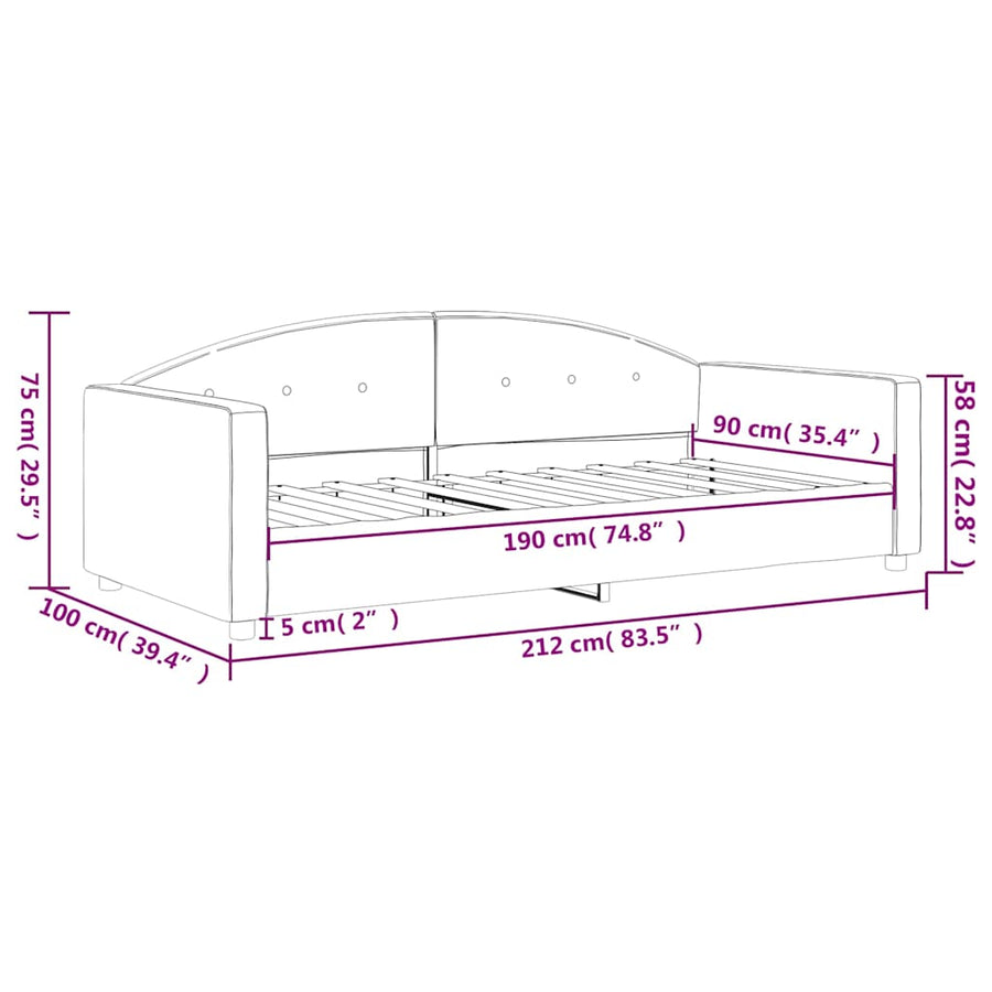 Slaapbank Fluweel 90 x 190 cm Donkergrijs
