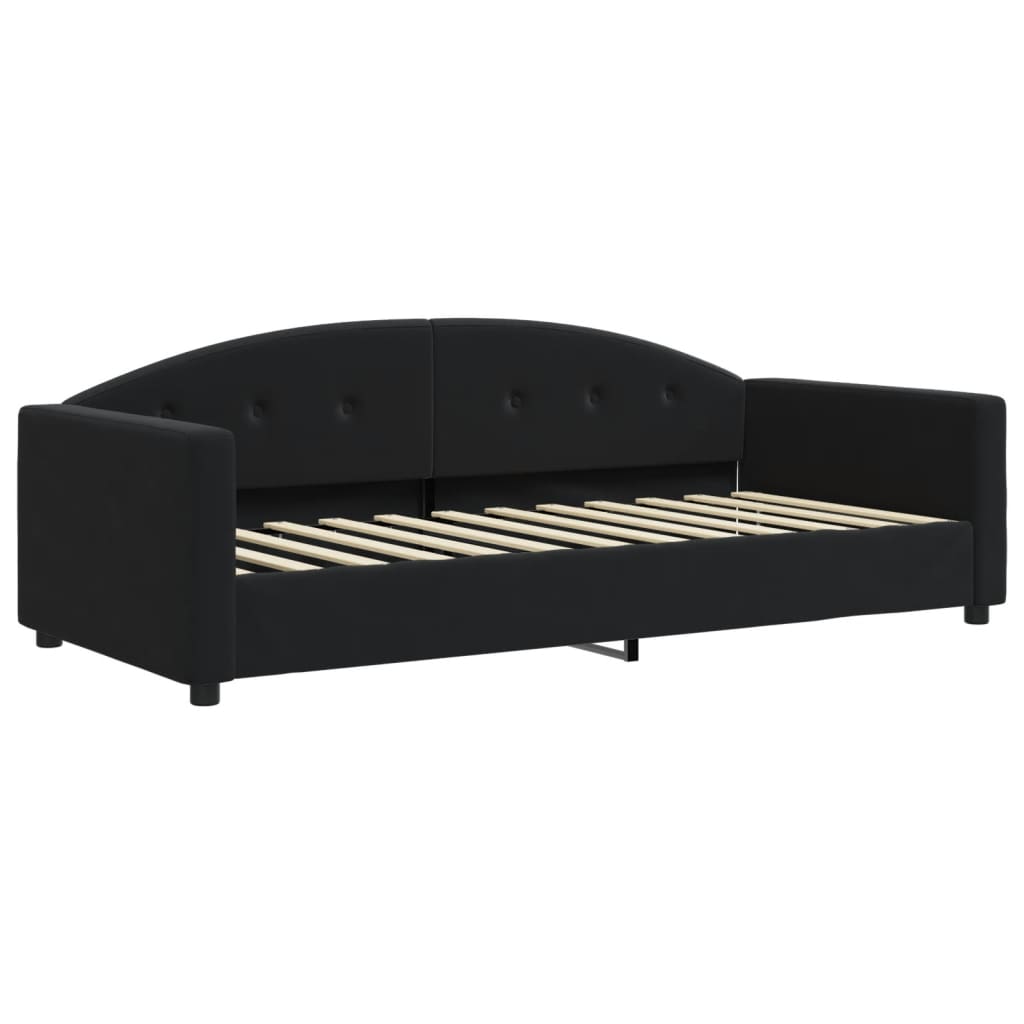 Slaapbank Fluweel 90x190 cm Zwart zonder matras
