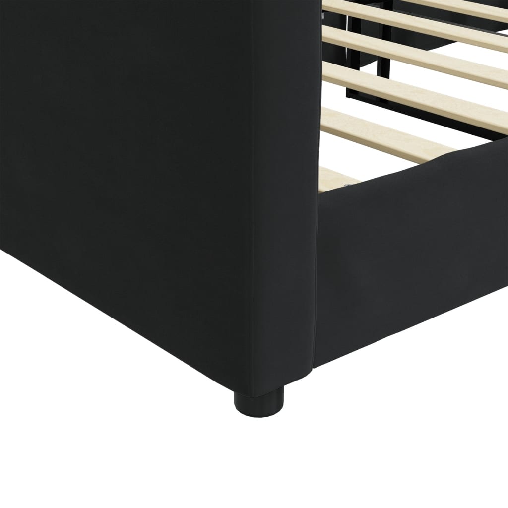 Slaapbank Fluweel 90x190 cm Zwart zonder matras