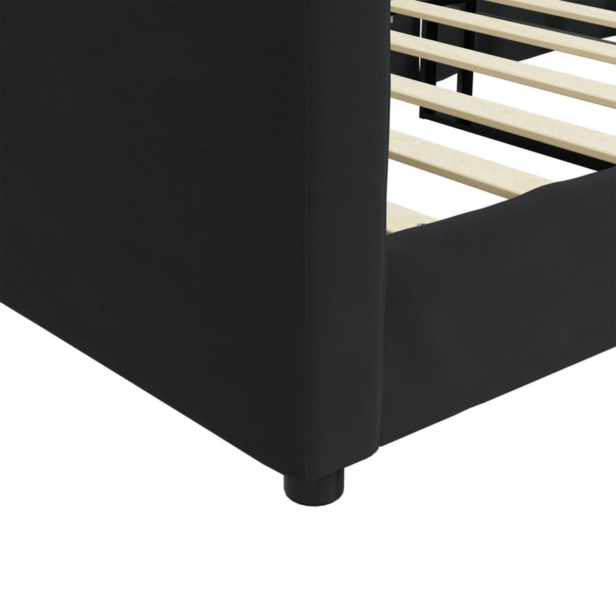 Slaapbank Fluweel 90x190 cm Zwart zonder matras