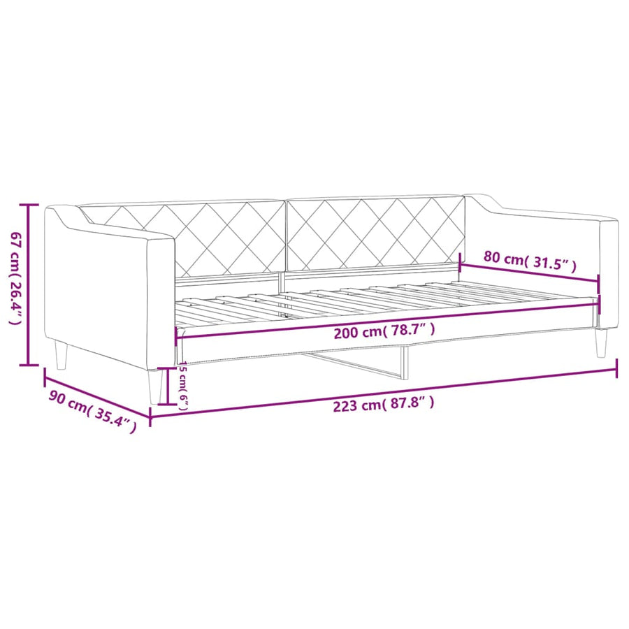 Slaapbank 80x200 cm stof lichtgrijs 80 x 200 cm Lichtgrijs zonder matras
