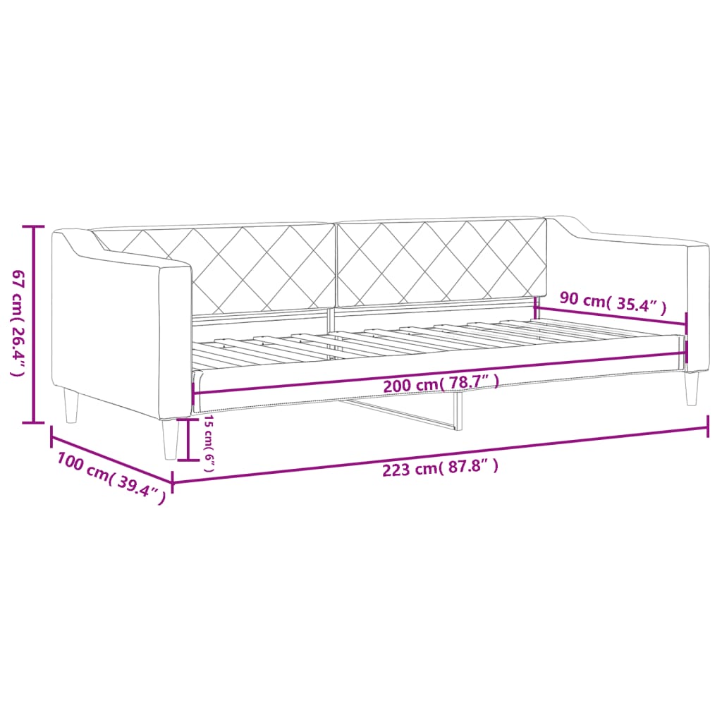 Slaapbank 90x200 cm stof lichtgrijs 90 x 200 cm Lichtgrijs zonder matras