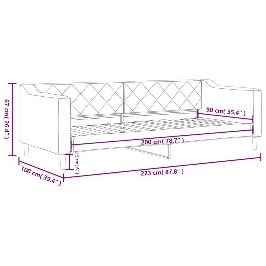 Slaapbank 90x200 cm stof lichtgrijs 90 x 200 cm Lichtgrijs zonder matras