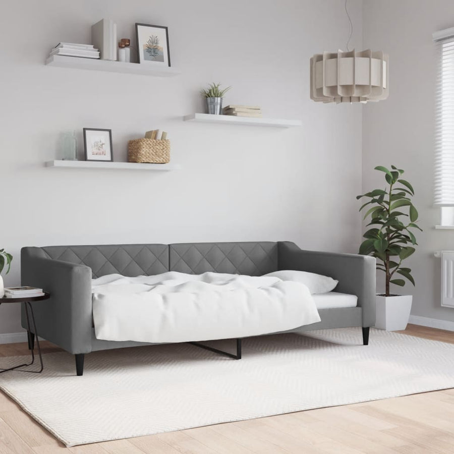 Slaapbank 100x190 cm stof donkergrijs