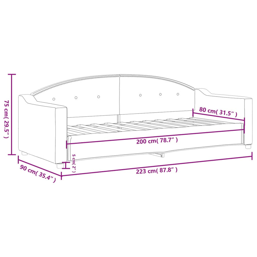 Slaapbank 80x200 cm stof donkergrijs 80 x 200 cm Donkergrijs