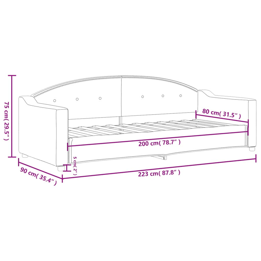 Slaapbank Stof Kleurig 80 x 200 cm Crème zonder matras
