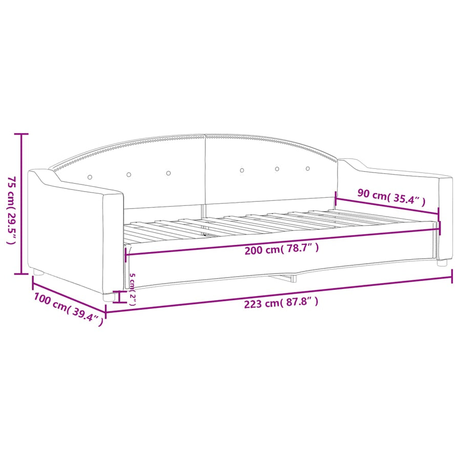 Slaapbank Stof 90 x 200 cm Zwart zonder matras