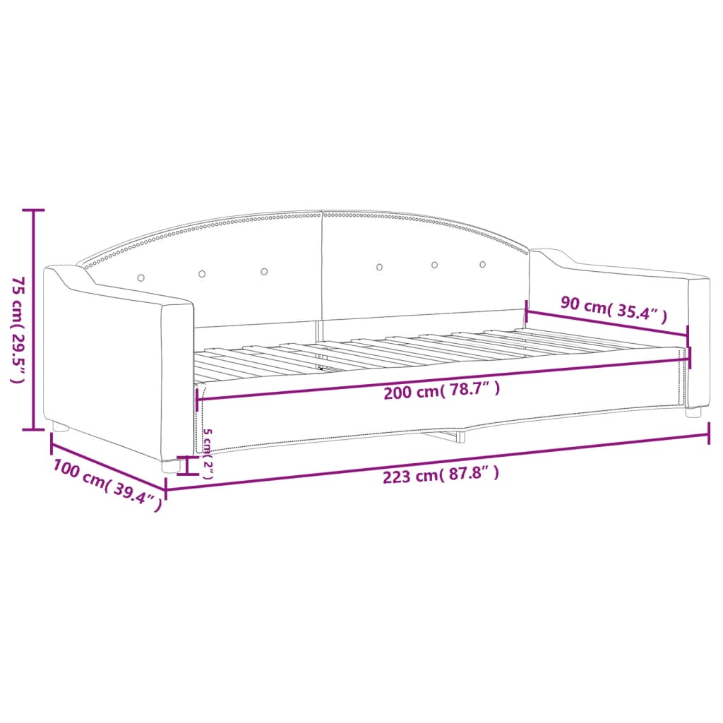 Slaapbank Stof Kleurig 90 x 200 cm Crème zonder matras