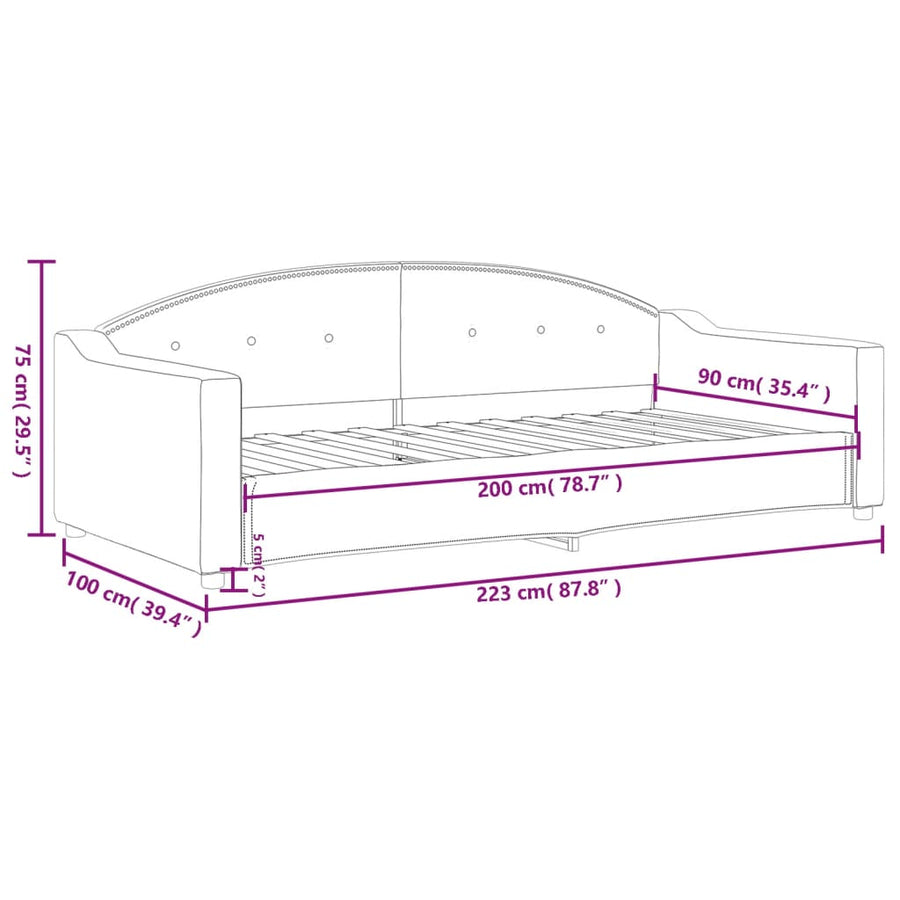 Slaapbank Stof Kleurig 90 x 200 cm Crème zonder matras