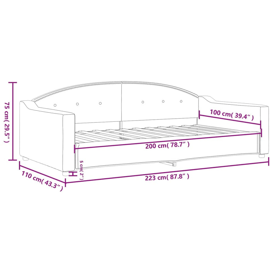 Slaapbank Stof 100 x 200 cm Lichtgrijs zonder matras