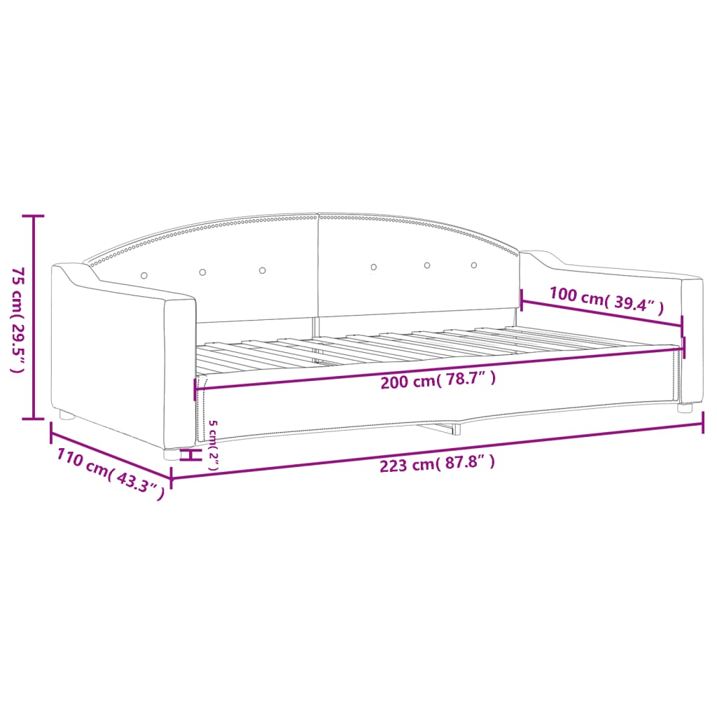 Slaapbank 100x200 cm stof donkergrijs 100 x 200 cm Donkergrijs zonder matras