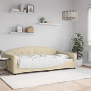 Slaapbank 100x200 cm stof crèmekleurig