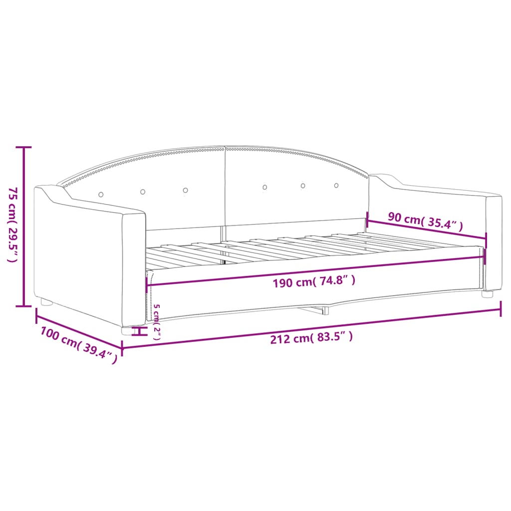 Slaapbank Stof 90 x 190 cm Lichtgrijs zonder matras
