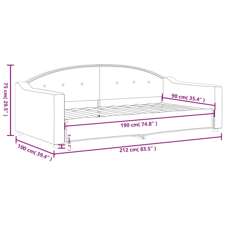 Slaapbank Stof 90 x 190 cm Lichtgrijs zonder matras
