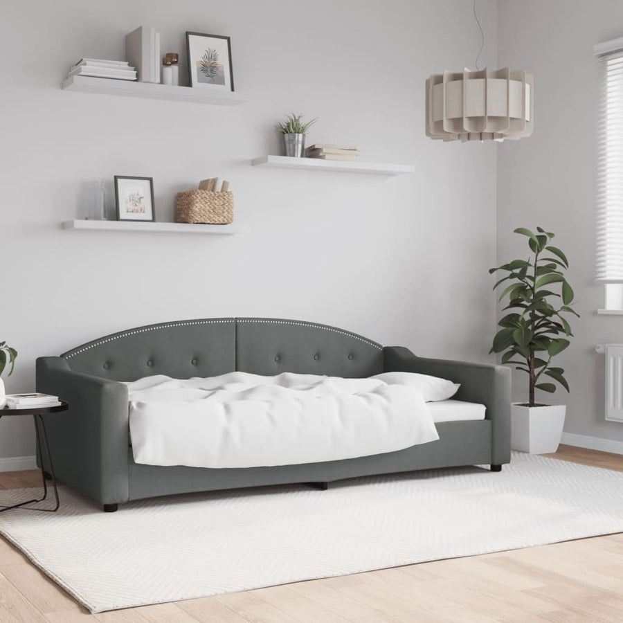 Slaapbank 90x190 cm stof donkergrijs 90 x 190 cm Donkergrijs zonder matras