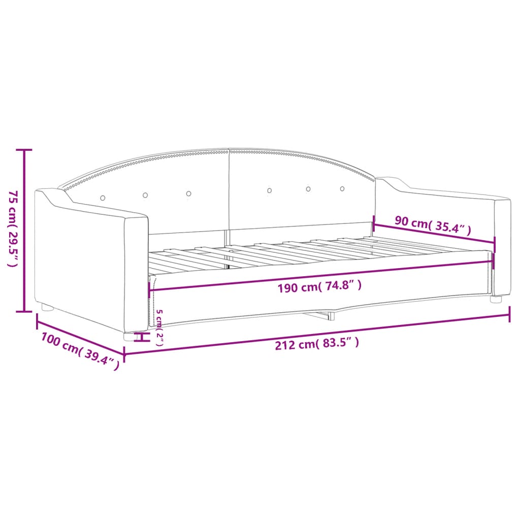 Slaapbank Stof 90 x 190 cm Zwart zonder matras