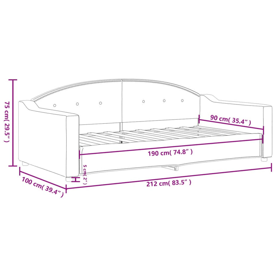 Slaapbank Stof 90 x 190 cm Zwart zonder matras
