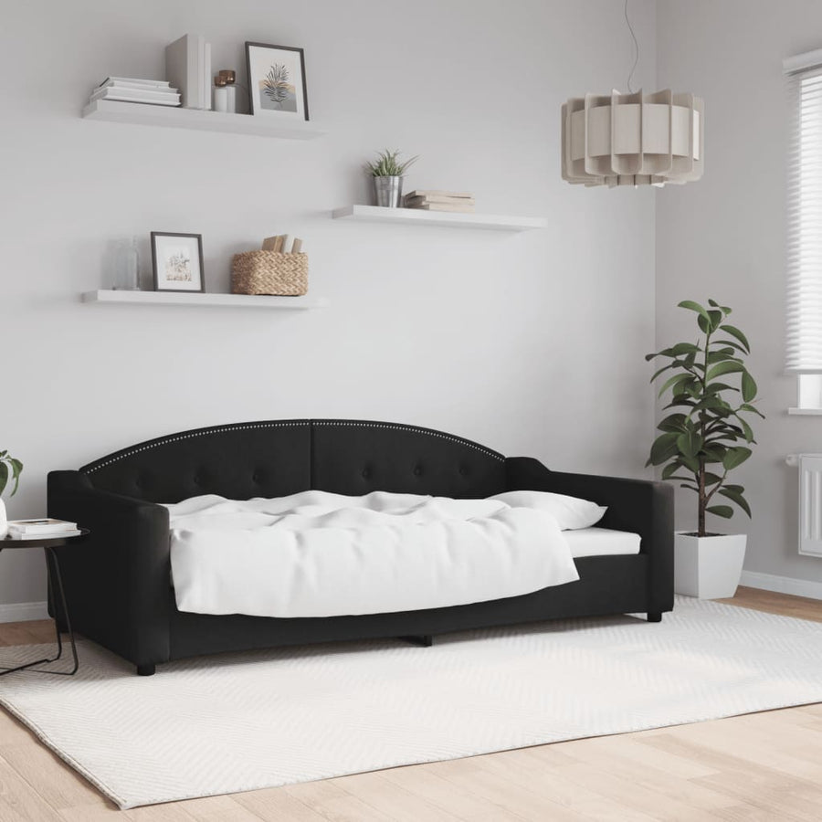 Slaapbank Stof 90 x 190 cm Zwart zonder matras