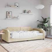 Slaapbank 90x200 cm stof crèmekleurig