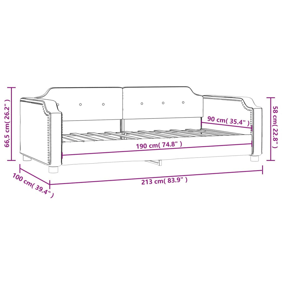Slaapbank Stof 90 x 190 cm Lichtgrijs zonder matras