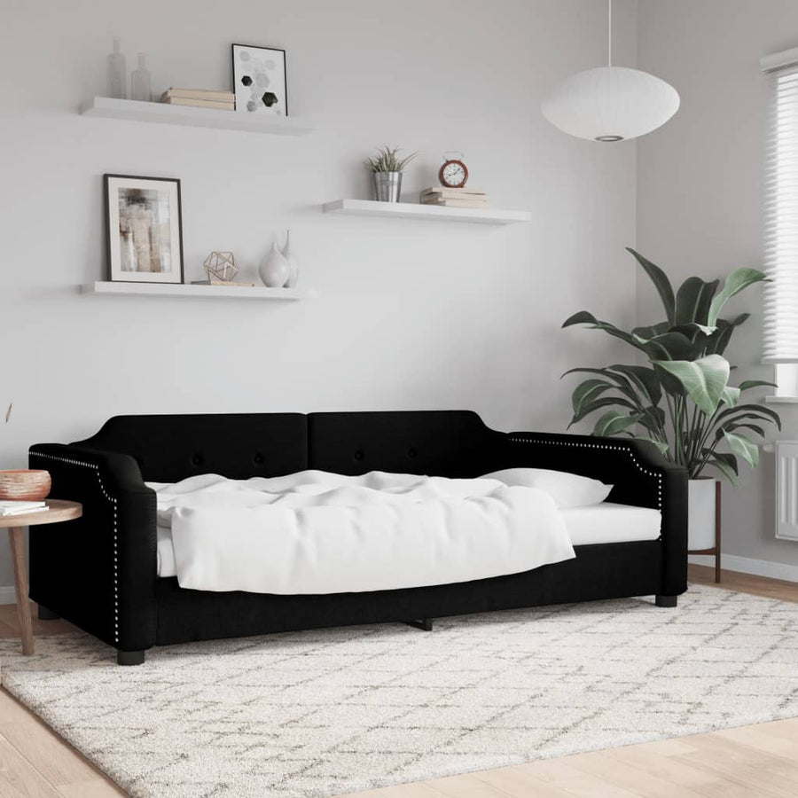 Slaapbank Stof 90 x 190 cm Zwart zonder matras