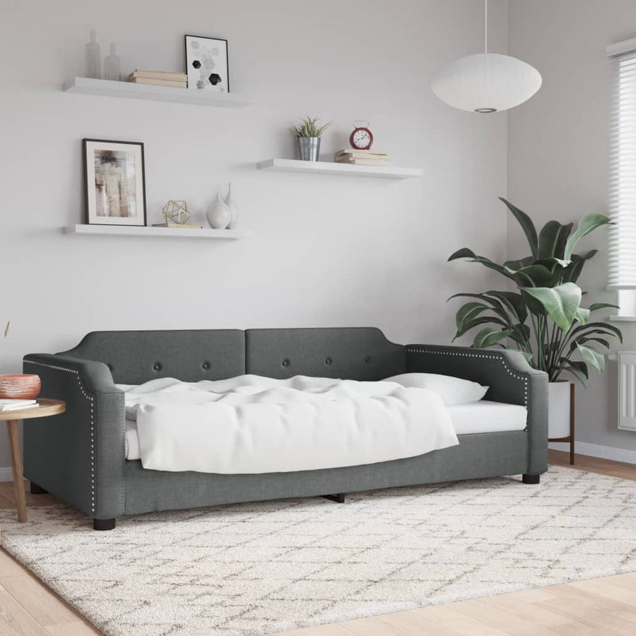 Slaapbank 100x190 cm stof donkergrijs