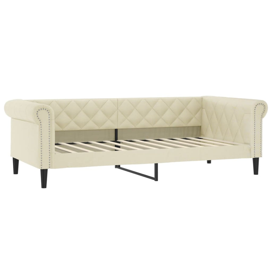 Slaapbank 80X200 Cm Kunstleer Crèmekleurig