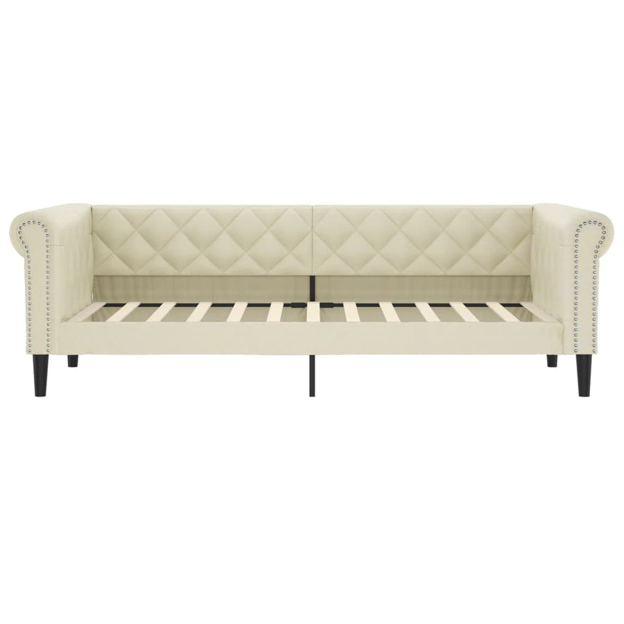 Slaapbank 80X200 Cm Kunstleer Crèmekleurig