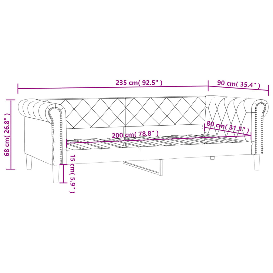 Slaapbank 80X200 Cm Kunstleer Crèmekleurig