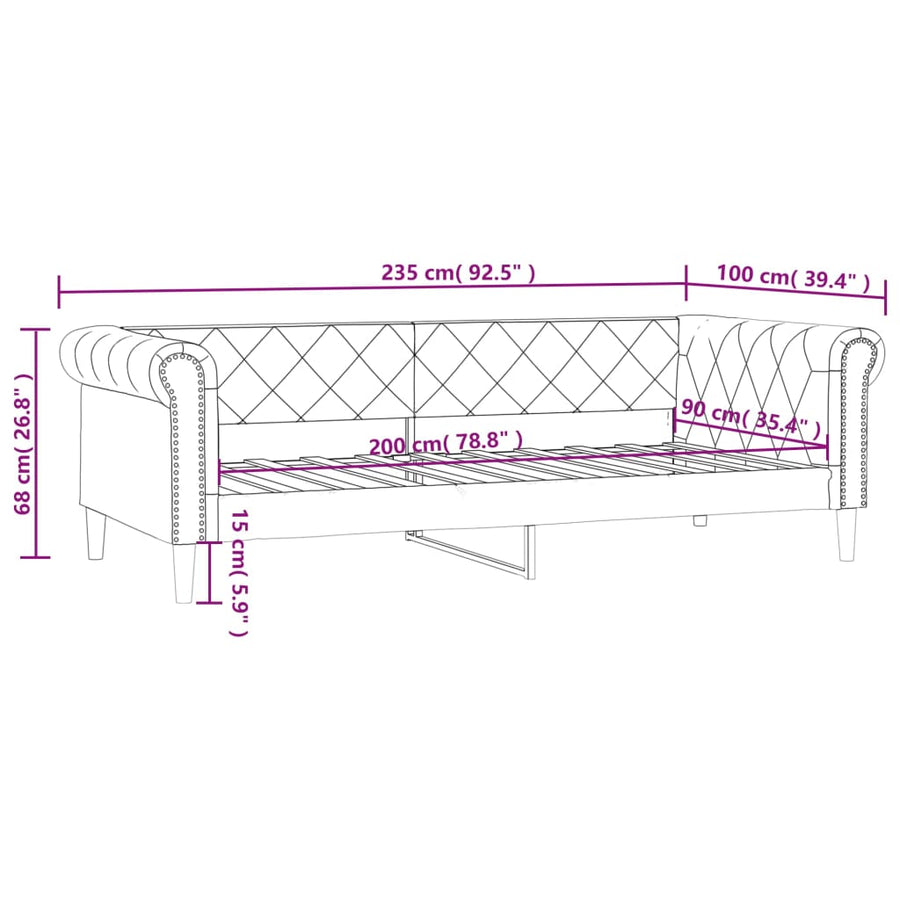 Slaapbank 90x200 cm kunstleer crèmekleurig