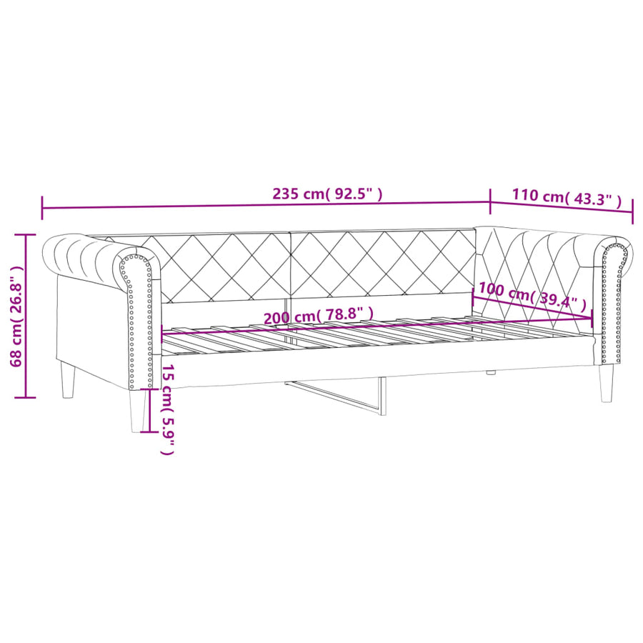 Slaapbank Kunstleer Kleurig 100 x 200 cm Crème zonder matras