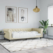 Slaapbank 100x200 cm kunstleer crèmekleurig