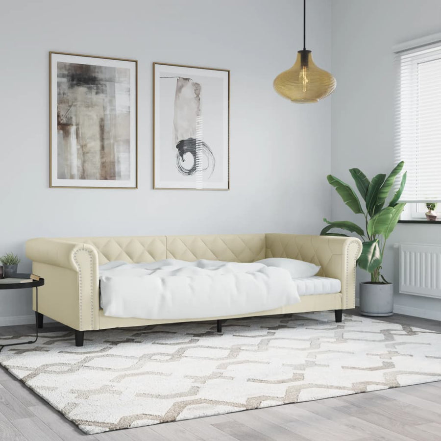 Slaapbank Kunstleer Kleurig 100 x 200 cm Crème zonder matras