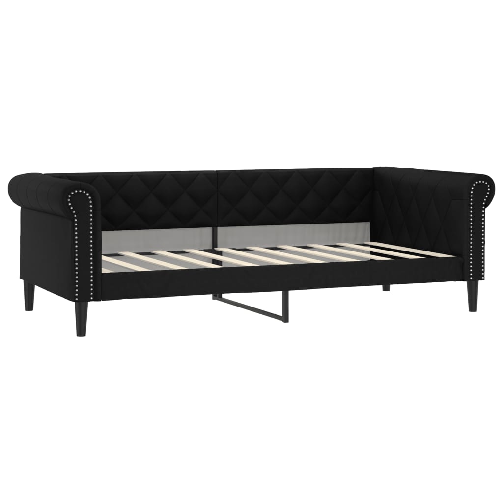 Slaapbank Kunstleer 90 x 190 cm Zwart zonder matras